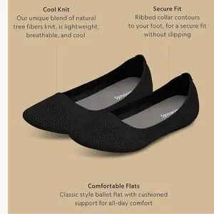 allbirds | Shoes | Allbirds Tree Breezers Knit Ballet Flats Black Size ...